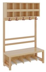 Komplettgarderobe 5 Plätze doppelte Ablage, versandkostenfrei